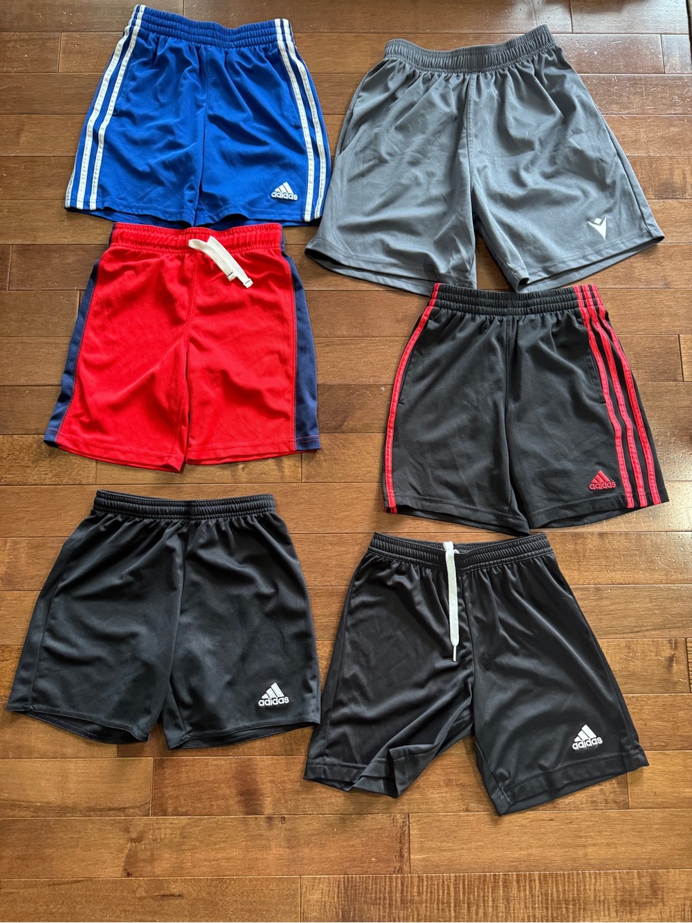Assorted Kids' Athletic Shorts Pack - Black, Blue, Red, Gray size S